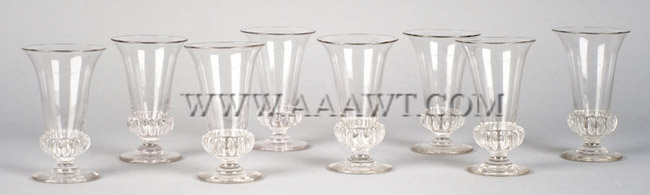 Antique Syllabub Glasses, Set of Eight with Gadrooned Bases
Footed, Clear, Flint, group view